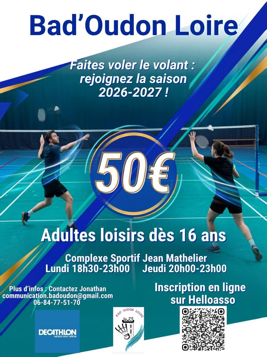 Inscriptions badminton adultes Bad'Oudon Loire